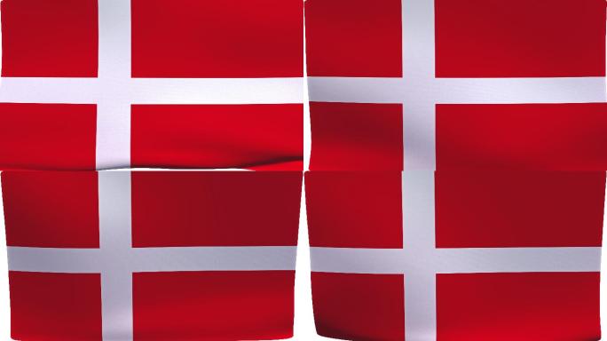 丹麦国旗3D片头特效视频