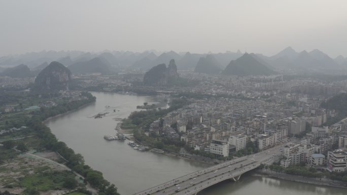 4K原素材-航拍广西桂林城市全景