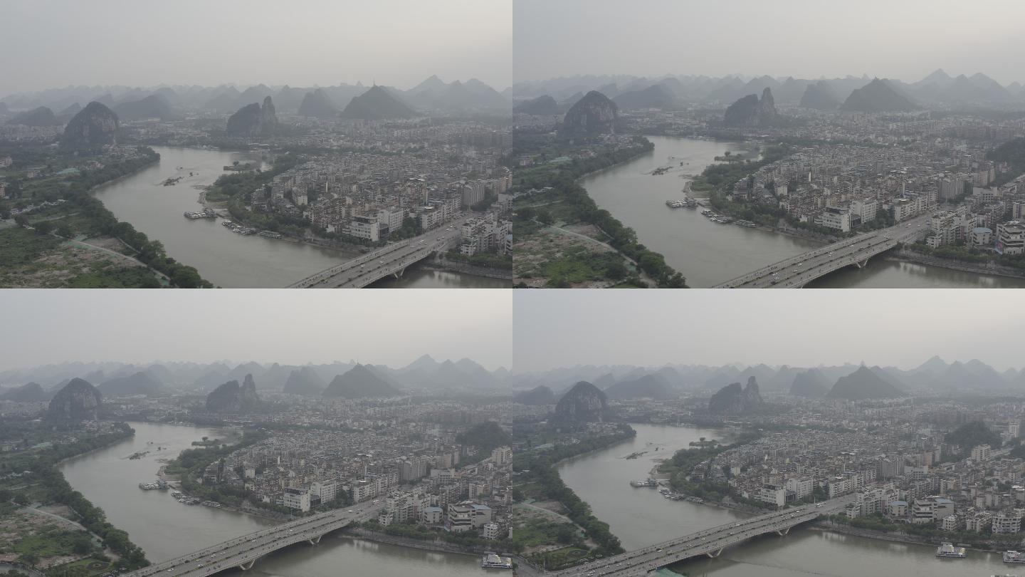 4K原素材-航拍广西桂林城市全景