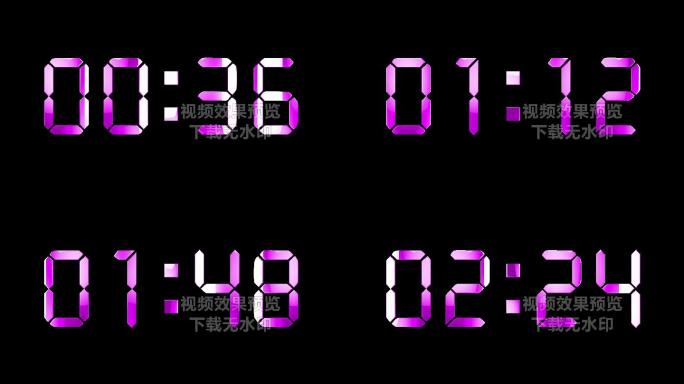 4K粉紫色液晶数字顺数3分钟通道