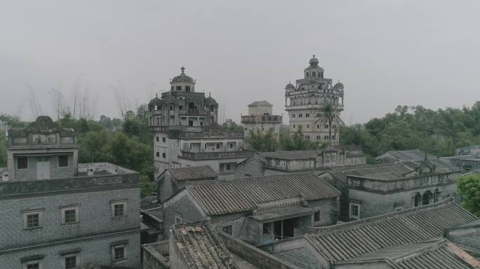 江门宣传片素材锦江里碉楼群中国华侨文化