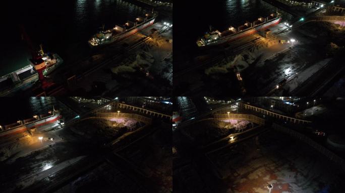 横移夜间铁矿纱厂塔吊施工运输船