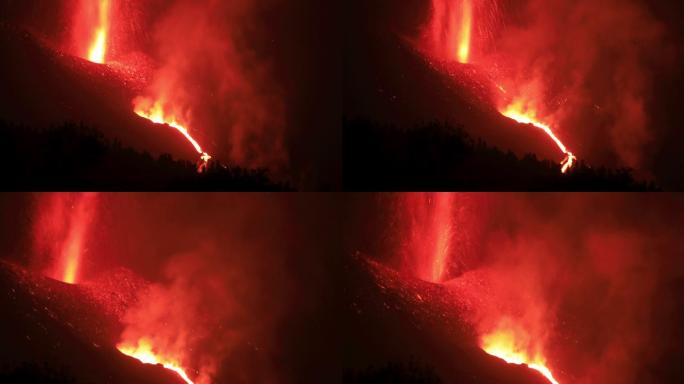 火山爆发。高温炎热千锤百炼钢铁厂