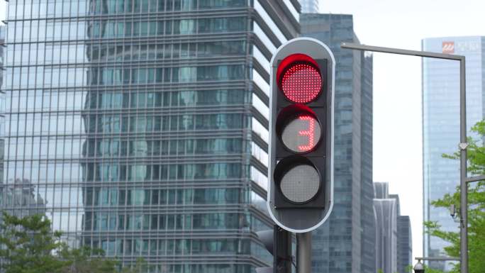 4K正版-机动车车辆交通信号灯红灯转绿灯
