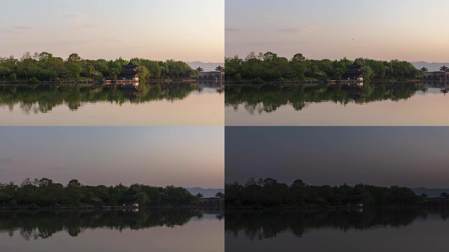 湘湖风景区晚霞延时摄影