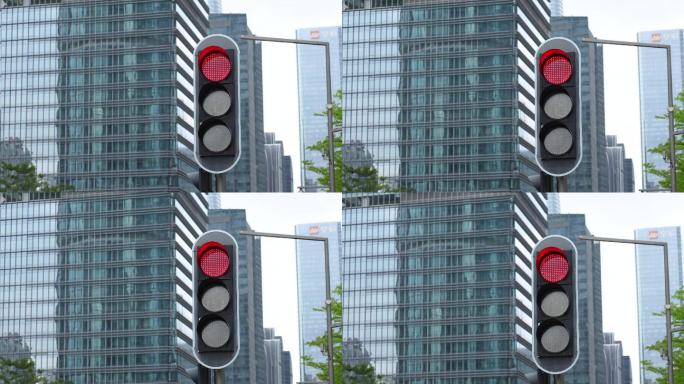 4K正版-机动车车辆交通信号灯红灯