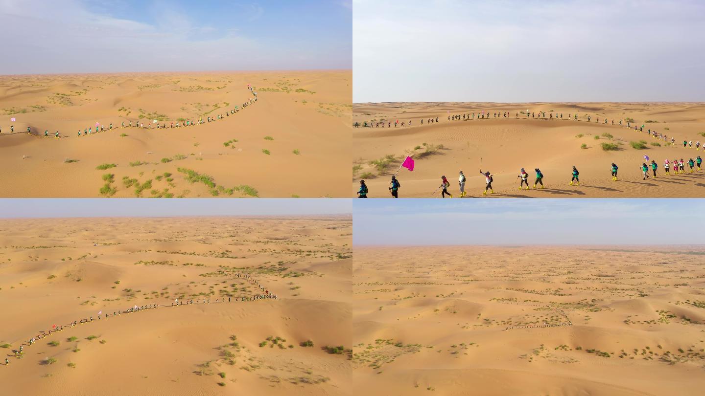 【4K】沙漠穿行队伍航拍01