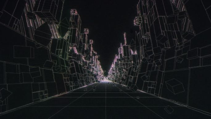 3D隧道背景。虚拟空间赛博朋克