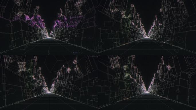 3D隧道背景。虚拟空间赛博朋克
