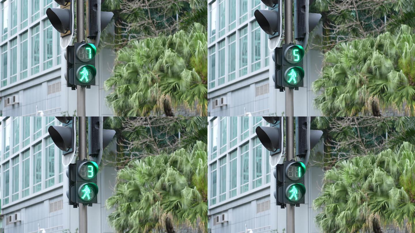 4K正版-人行道交通灯绿灯转红灯