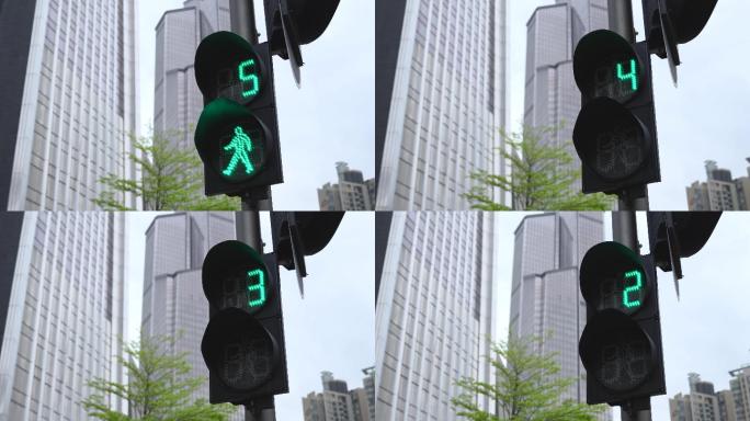 4K正版-人行道交通灯绿灯转红灯