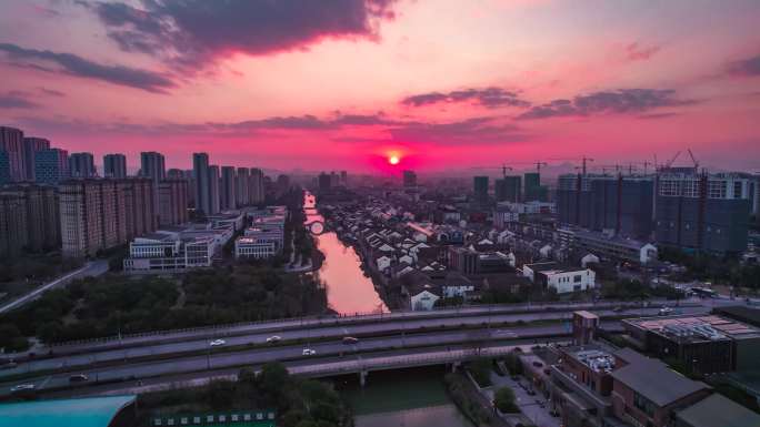 城市夕阳5K航拍素材