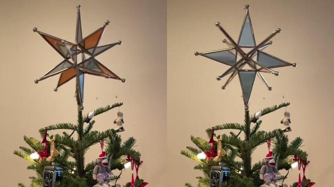 带旋转星的圣诞树竖版