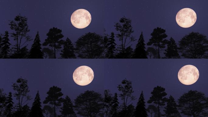 月亮和树木特效视频元素简约