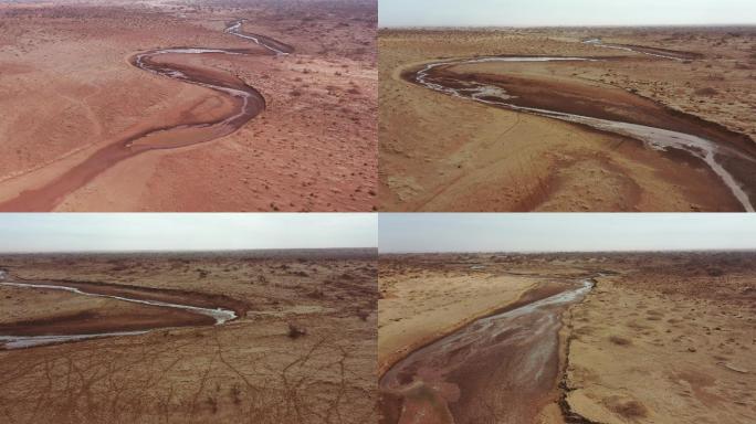 戈壁小溪防沙治沙 环境治理抗旱环境保护