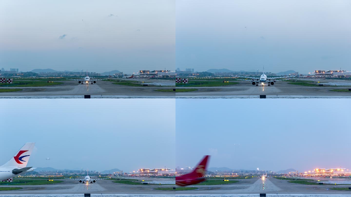 深圳市宝安区机场跑道起飞准备  6K延时
