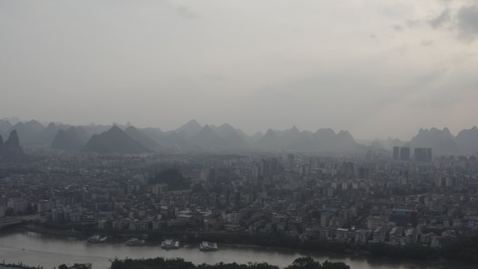 4K原素材-航拍广西桂林城市全景