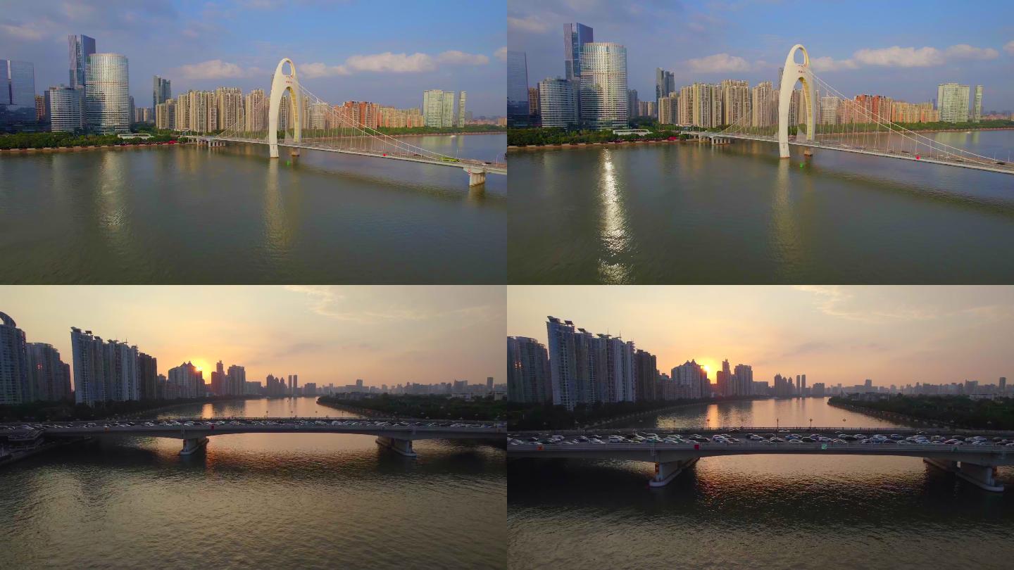 广州大桥和猎德大桥4K航拍