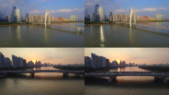 广州大桥和猎德大桥4K航拍