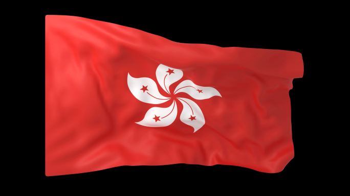 香港 香港区旗飘 带Alpha通道