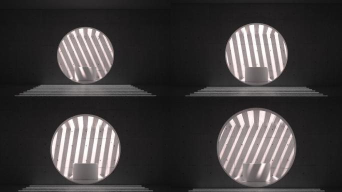 抽象室内商品圆柱台面底座光影变幻动态视频