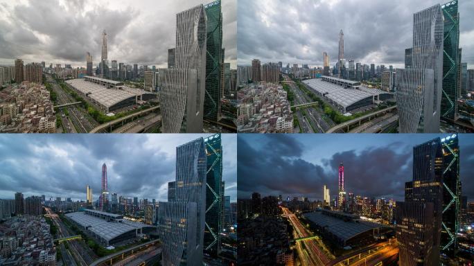 深圳中心区会展中心延时拍摄日转夜
