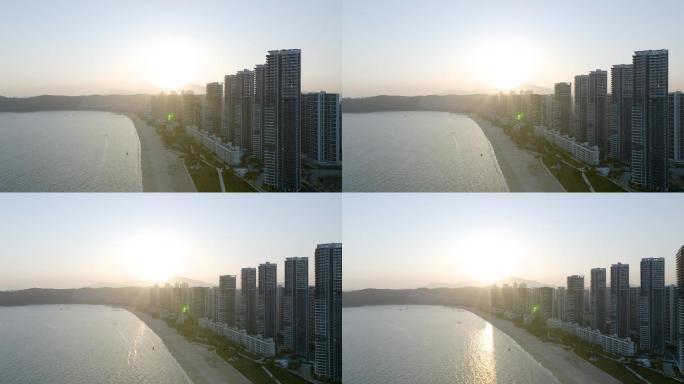 惠州十里银滩沿海城市航拍4K