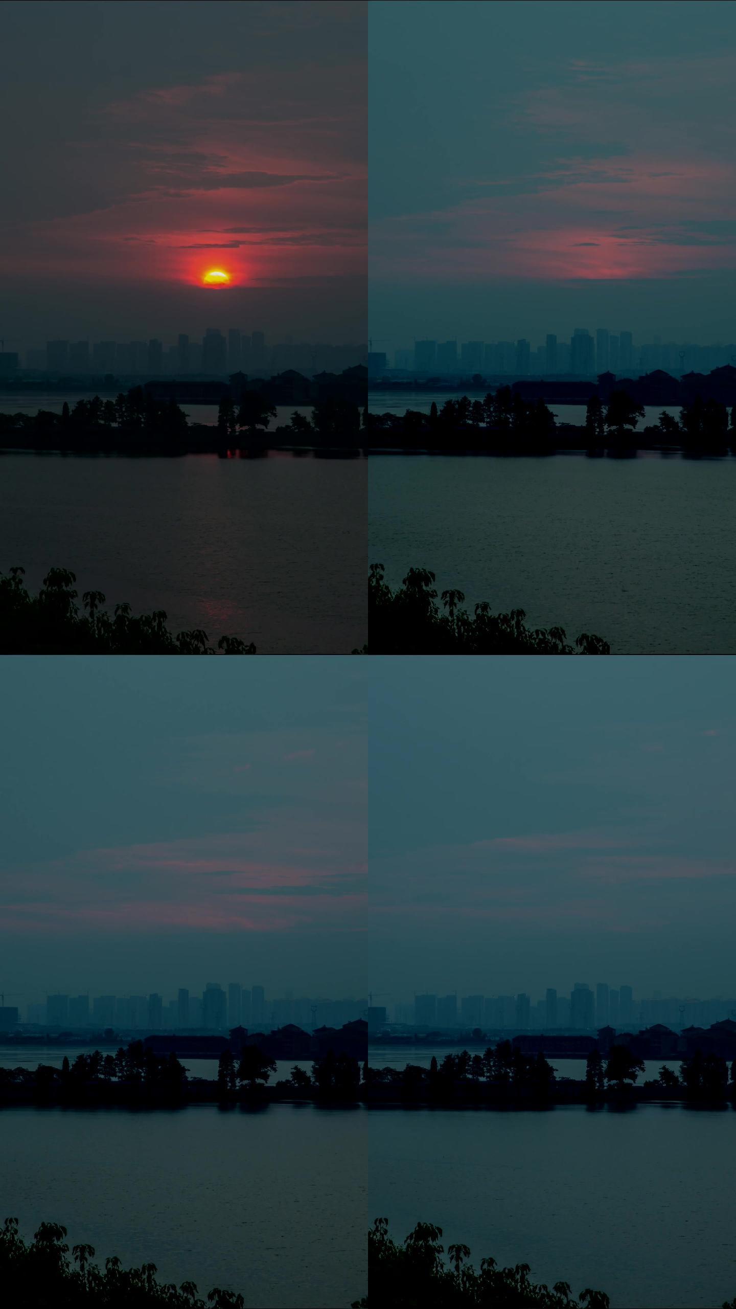 汤逊湖上的日落延时摄影竖屏