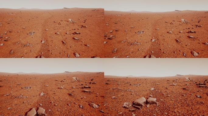 火星表面散布着小岩石和红沙