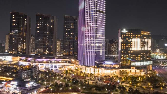 珠海市前山大桥环宇城夜景航拍4K