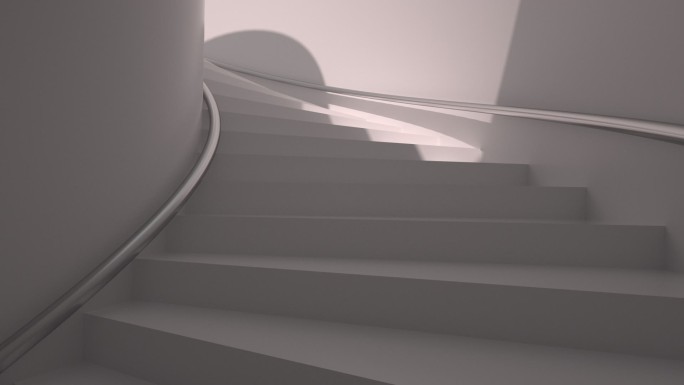 室内盘旋楼梯台阶通道过道光影移动动态视频