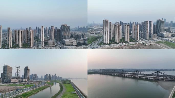 4K航拍浙江杭州亚运村建设2022亚运会