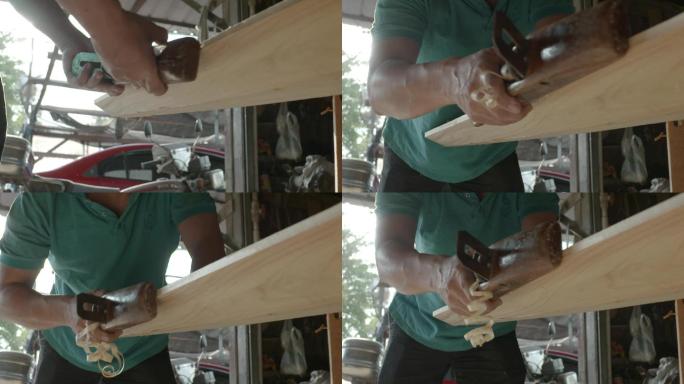 唯美木工削木锯木刨木木工木屑家具制作龙舟