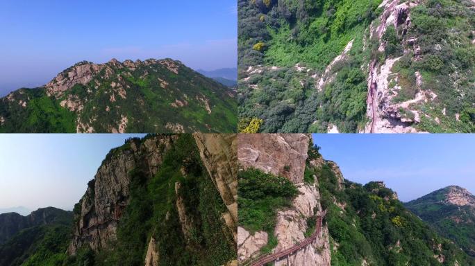 山区航拍山景栈道