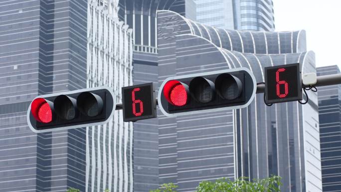 4K正版-机动车车辆交通信号灯红灯转绿灯