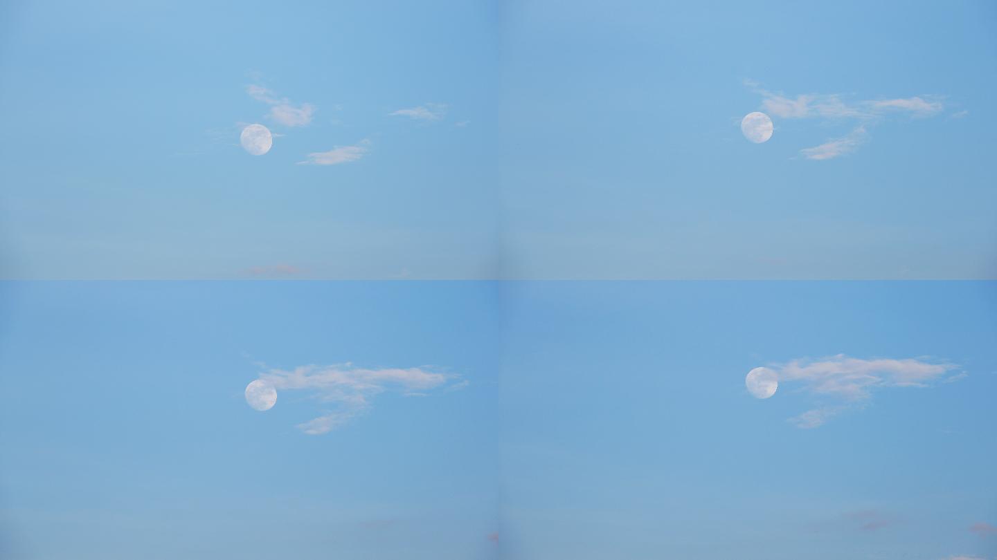 白天云层飘过天空白天月亮日月交替