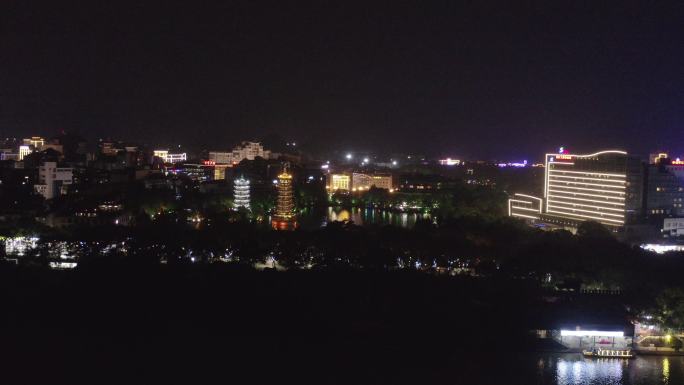4K原素材-航拍广西桂林城市夜景