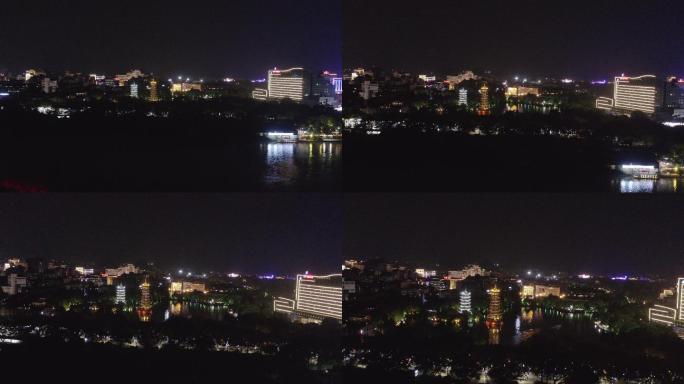 4K原素材-航拍广西桂林城市夜景