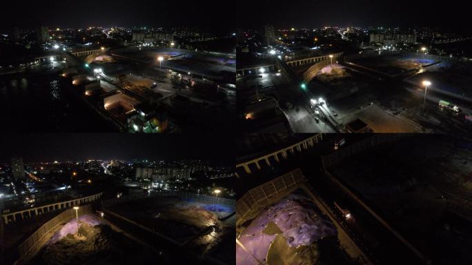 飞跃夜间铁矿纱厂塔吊施工运输船运输车