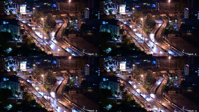 夜市的交通匝道天桥都市夜景上下班