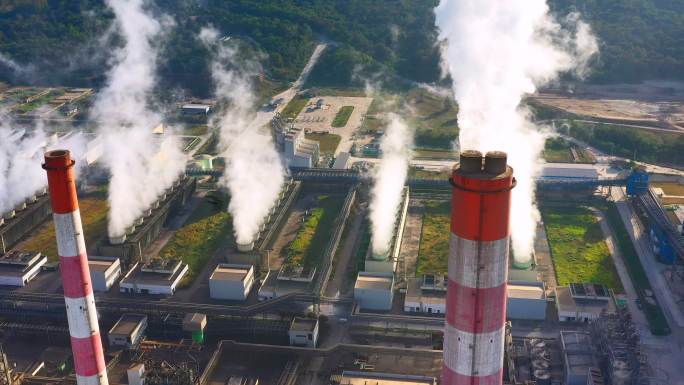 发电厂烟雾污染大气空气排放物温室效应全球
