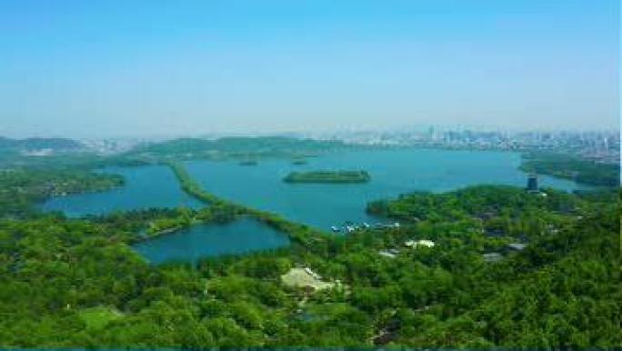 4K秀丽杭州西湖全景绿水青山就是金山银山