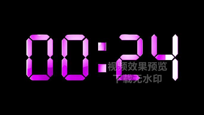 4K粉紫色液晶数字顺数1分钟通道