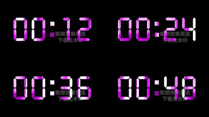 4K粉紫色液晶数字顺数1分钟通道
