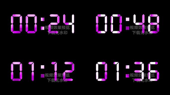 4K粉紫色液晶数字顺数2分钟通道