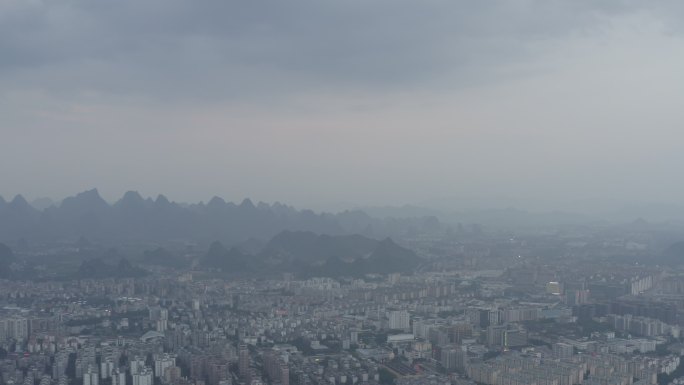 4K原素材-航拍广西桂林城市全景