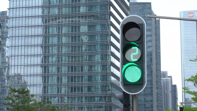 4K正版-机动车车辆交通信号灯绿灯转红灯