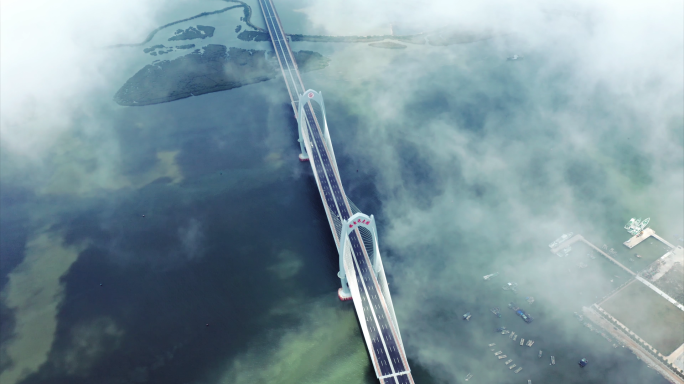 【4k】茂名电白水东湾跨海大桥穿云航拍