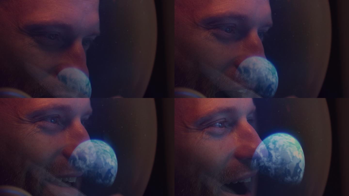 微笑的宇航员外国宇航员第一视角镜像地球