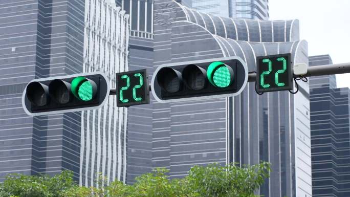 4K正版-机动车车辆交通信号灯绿灯